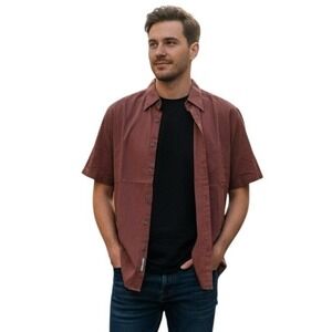 Banana Republic Men's Short Sleeve Button-Down Shirt‎ Dusty Rose Large Nwot